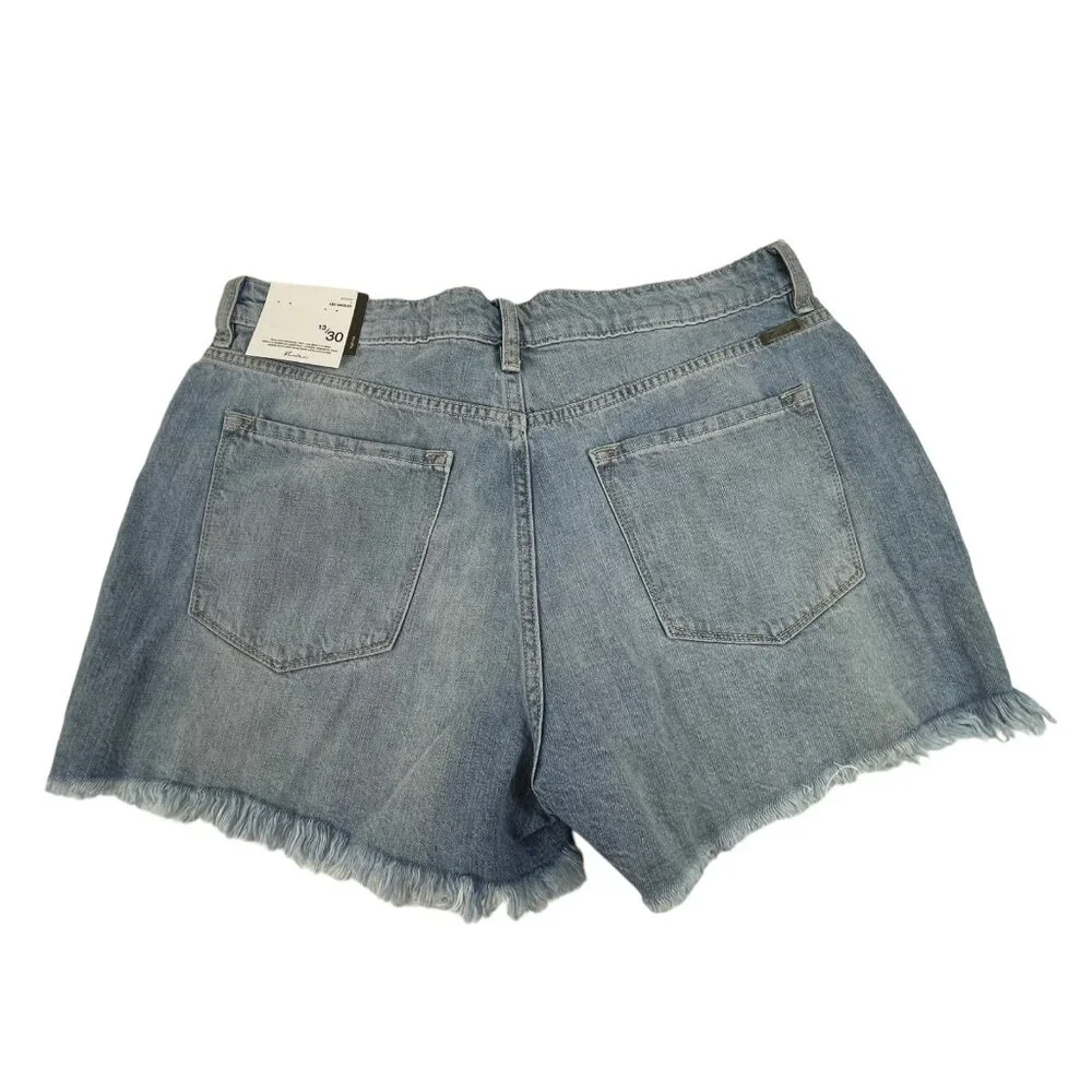 Kancan Cutoffs Jean Denim Shorts Sz 30 Womens Blue Raw‎ Hem High Rise